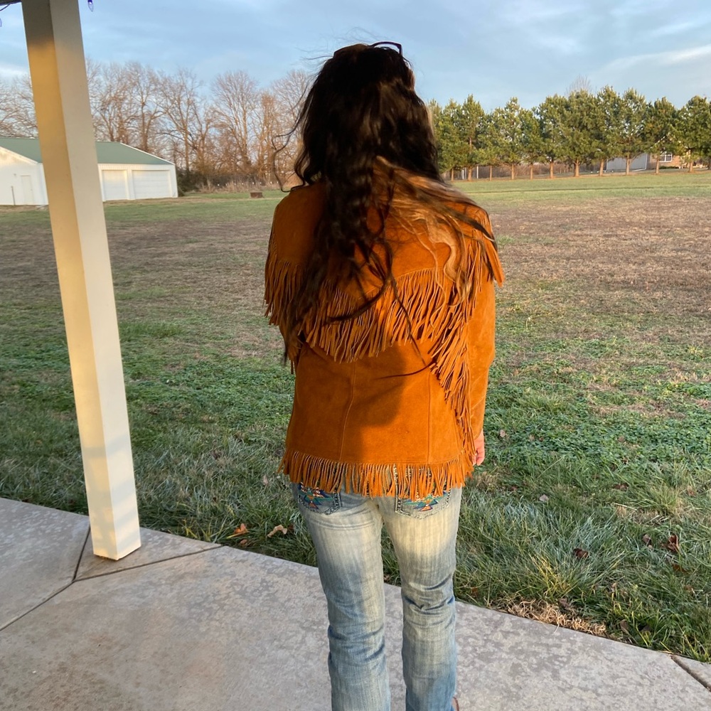 Vintage Tan Fringe Utility Jacket - Picture 7 of 9
